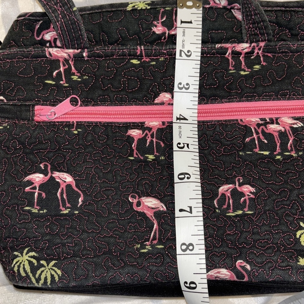 DONNA SHARP FLAMINGO NAVY BLUE AND PINK CANVAS TOTE/SHOULDER BAG ZIPPER CLOSURE - Picture 11 of 11